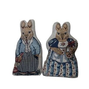Vintage Beatrix Potter Peter Rabbit & Mrs. Rabbit-Bunny Doorstop Nursery Pair